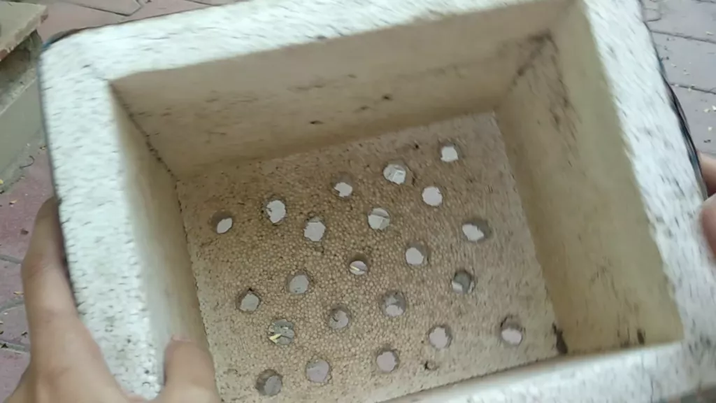 Soil Sifter created from an old thermocol box